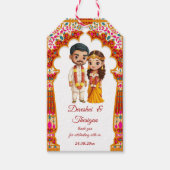 Tamil Zuid-Indiase bruiloft schattige karikatuur g Cadeaulabel (Voorkant)