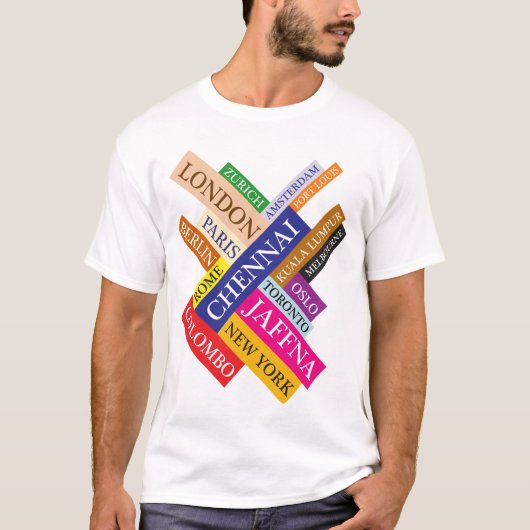 Tamilsteden in de wereld t-shirt (Voorkant)