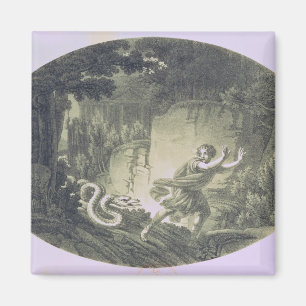 Tamino achtervolgd door een gigantische serpent magneet