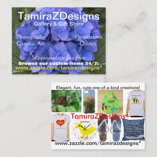 TamiraZDesign Blue Hydrangea Visitekaartje (Voorkant / Achterkant)