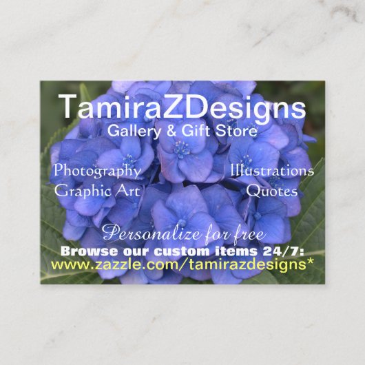 TamiraZDesign Blue Hydrangea Visitekaartje (Voorkant)