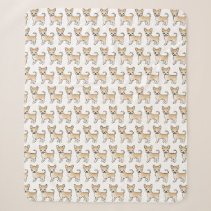 Tamme Chihuahua Cartoonhondpatroon Met Effen Vacht Sherpa Deken