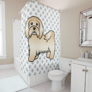 Tamme Havanese Honden Cute Cartoon Illustratie Douchegordijn