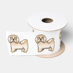 Tamme Havanese Honden Cute Cartoon Illustratie Satijnen Lint