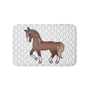 Tamme kastanje paard Cute Cartoon Illustratie Badmat