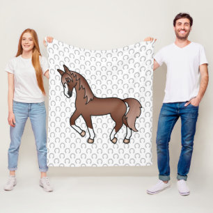 Tamme kastanje paard Cute Cartoon Illustratie Fleece Deken