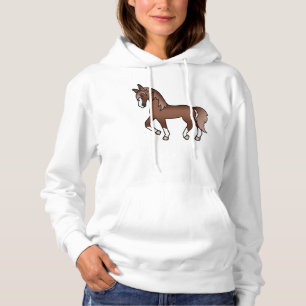 Tamme kastanje paard Cute Cartoon Illustratie Hoodie
