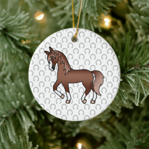 Tamme kastanje paard Cute Cartoon Illustratie Keramisch Ornament