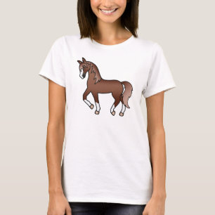 Tamme kastanje paard Cute Cartoon Illustratie T-shirt