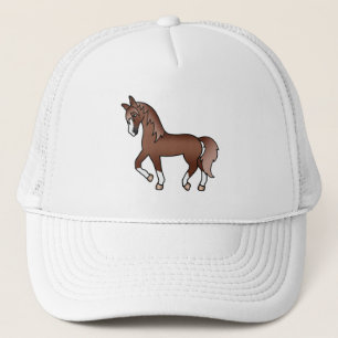 Tamme kastanje paard Cute Cartoon Illustratie Trucker Pet