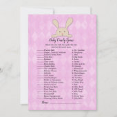 Tamme konijn paarse baby snoep douche spel kaart (Voorkant)