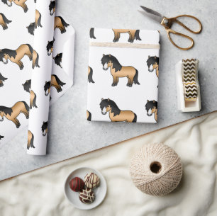 Tamme Shetlandpony Cute Cartoonpony Patroon Cadeaupapier