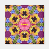 TAMMY ~ Abstract Pansy ~ Roze Blauw Paars Geel Magneet (Voorkant)