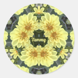 TAMMY ~ EASTER DAHLIAS YELLOW RELIGIOUS ~ RONDE STICKER