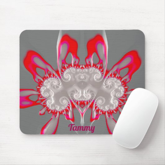 TAMMY ~ FLUORO ROZE ROOD GRIJS WIT ~ Fractal Muismat (Met muis)