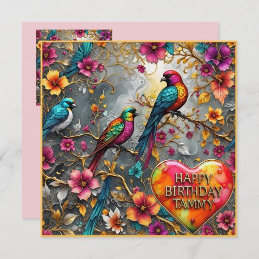 TAMMY ~ Gelukkige Verjaardag ~ Bright Birds ~ (Voorkant / Achterkant)