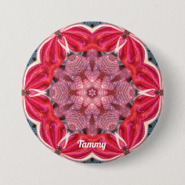 TAMMY ~ White Pink Green BLY ~ Ronde Button 7,6 Cm