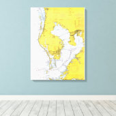 Tampa Bay, Florida nautische kaart Canvas Afdruk (Insitu (Houten vloer))