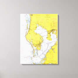 Tampa Bay, Florida nautische kaart Canvas Afdruk