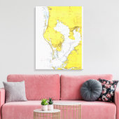 Tampa Bay, Florida nautische kaart Canvas Afdruk (Insitu (Woonkamer))