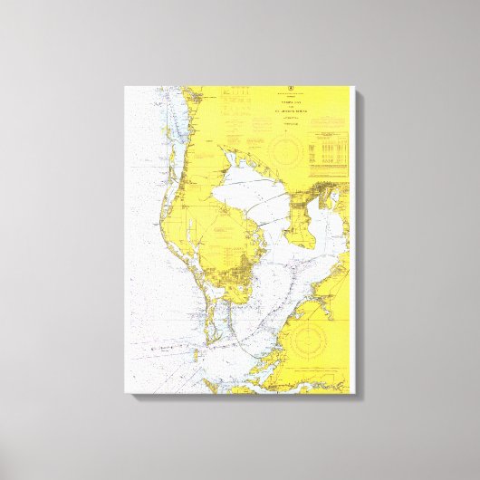 Tampa Bay, Florida nautische kaart Canvas Afdruk (Voorkant)