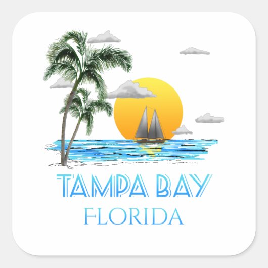 Tampa Bay Florida Sailing Vierkante Sticker (Voorkant)