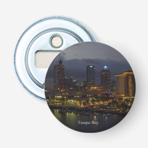 Tampa Bay Night Skyline Button Flesopener