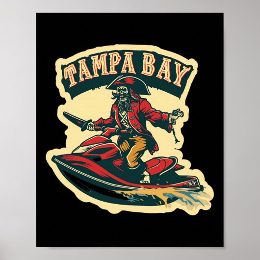 Tampa Bay Pirate Florida Jetski Boating Funny Gasp Poster (Voorkant)