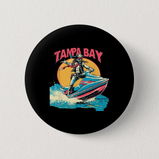 Tampa Bay Pirate Florida Jetski Boating Funny Gasp Ronde Button 5,7 Cm (Voorkant)