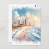 Tampa Beach, Florida Waterverf schilderij reizen Briefkaart (Voorkant / Achterkant)