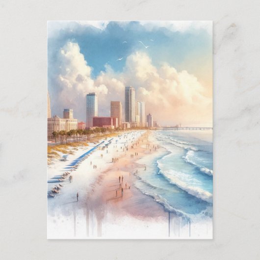 Tampa Beach, Florida Waterverf schilderij reizen Briefkaart (Voorkant)