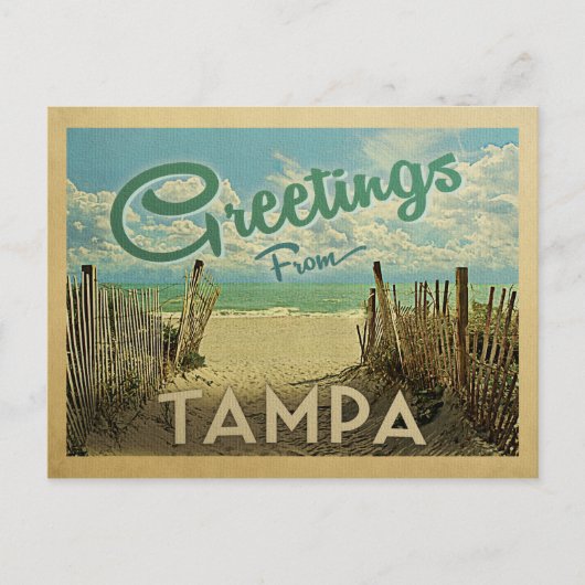 Tampa Beach Vintage Travel Briefkaart (Voorkant)