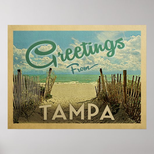 Tampa Beach Vintage Travel Poster (Voorkant)