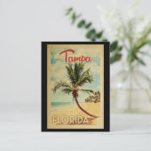 Tampa Briefkaart Palm Tree Vintage Travel (Staand voorkant)