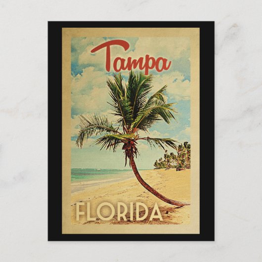 Tampa Briefkaart Palm Tree Vintage Travel (Voorkant)