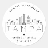 Tampa City Skyline | Welkom bruiloft Ronde Sticker (Voorkant)