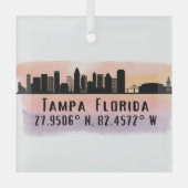 Tampa FL City Skyline Glass Ornament (Voorkant)