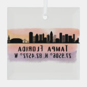 Tampa FL City Skyline Glass Ornament (Achterkant)