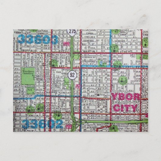 TAMPA, FL  Map Briefkaart (Voorkant)