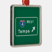 Tampa, FL Road Sign Metalen Ornament (Rechts)