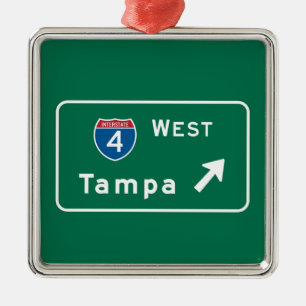 Tampa, FL Road Sign Metalen Ornament