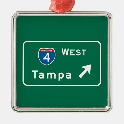 Tampa, FL Road Sign Metalen Ornament (Voorkant)