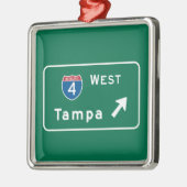Tampa, FL Road Sign Metalen Ornament (Links)