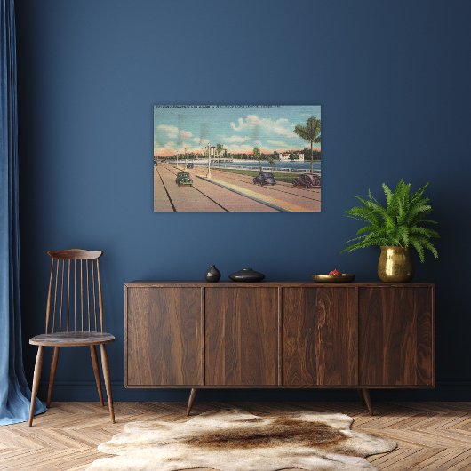 Tampa, FL - Uitzicht van Bayshore Blvd, Bridge Canvas Afdruk