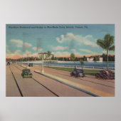 Tampa, FL - Uitzicht van Bayshore Blvd, Bridge Poster (Voorkant)