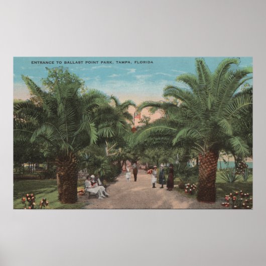 Tampa, FL - Uitzicht van de Ingang van het Park Ba Poster (Voorkant)