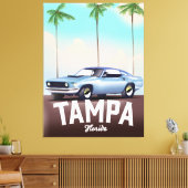 Tampa Florida auto reisposter Canvas Afdruk (Insitu (Woonkamer))