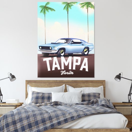 Tampa Florida auto reisposter Canvas Afdruk (Insitu (Slaapkamer))