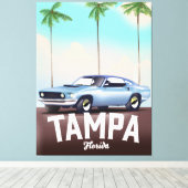 Tampa Florida auto reisposter Canvas Afdruk (Insitu (Houten vloer))