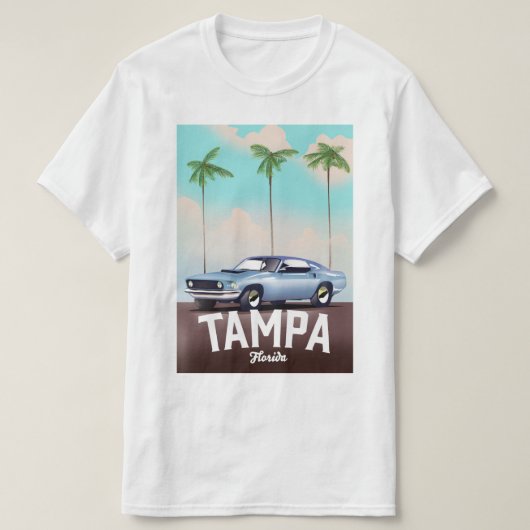 Tampa Florida auto reisposter T-shirt (Design voorkant)